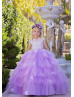 Lilac Beaded 3D Lace Flowers Ruffled Tulle Fairytale Flower Girl Dress Lilac Beaded 3D Lace Flowers Ruffled Tulle Fairytale Flower Girl Dress